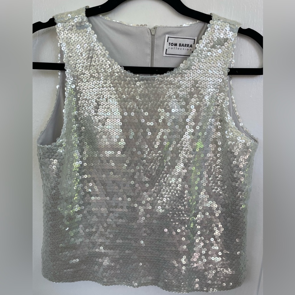 Pearl/Silver Sequin Tank Top